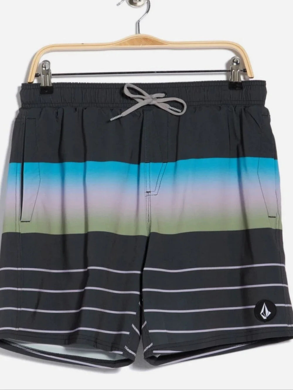 Volcom Men's Black Stripe Swim Trunks